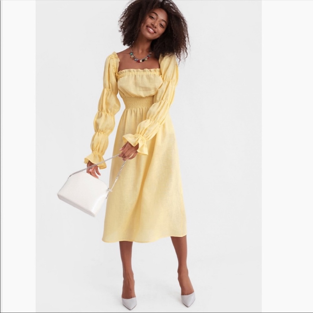 Sleeper Michelin Linen Dress Lemon